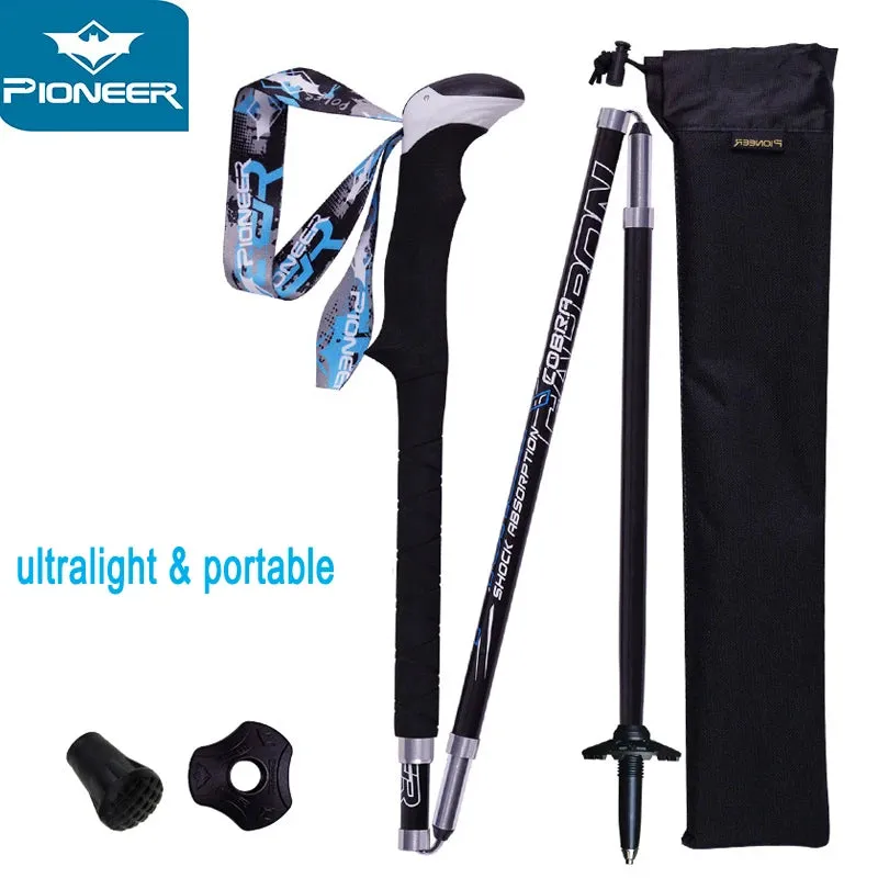 2 Pack Portable Collapsible Carbon Fiber Trekking Pole 1 Pair