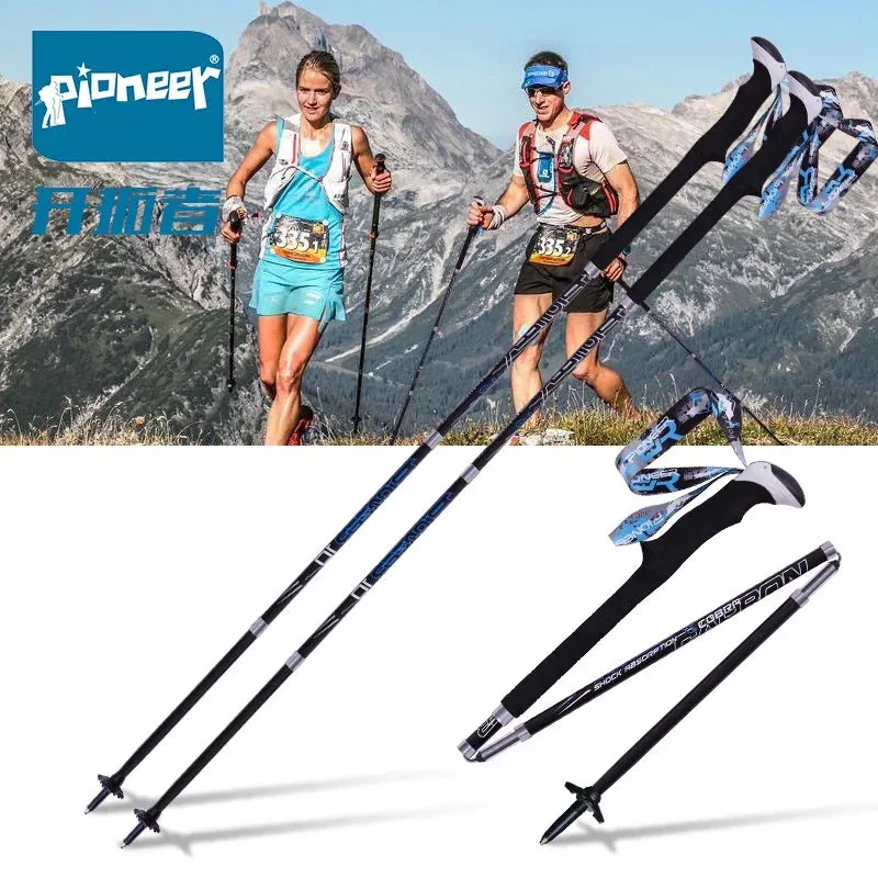 2 Pack Portable Collapsible Carbon Fiber Trekking Pole 1 Pair