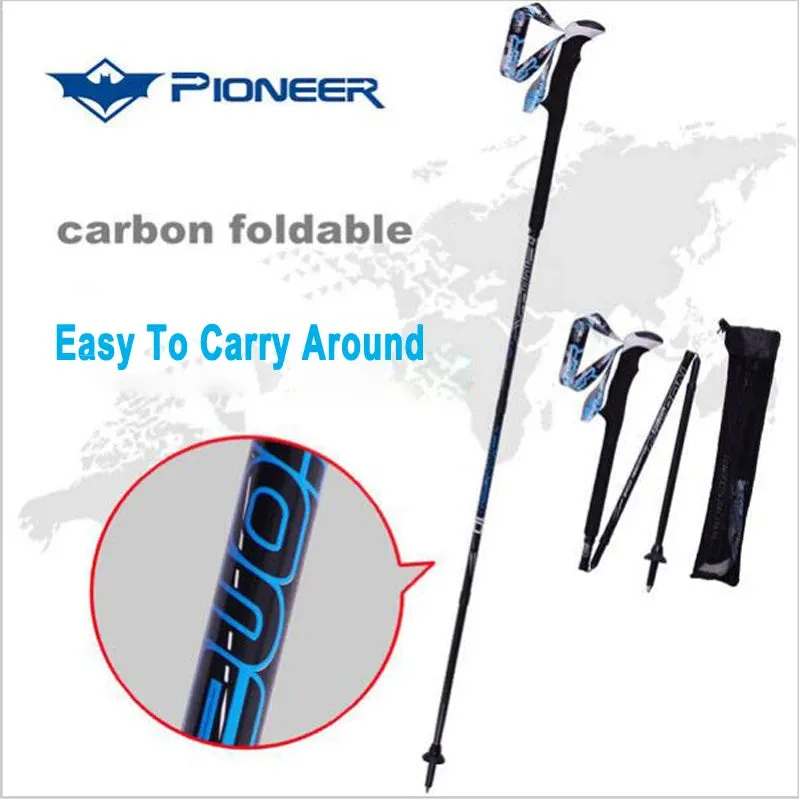 2 Pack Portable Collapsible Carbon Fiber Trekking Pole 1 Pair