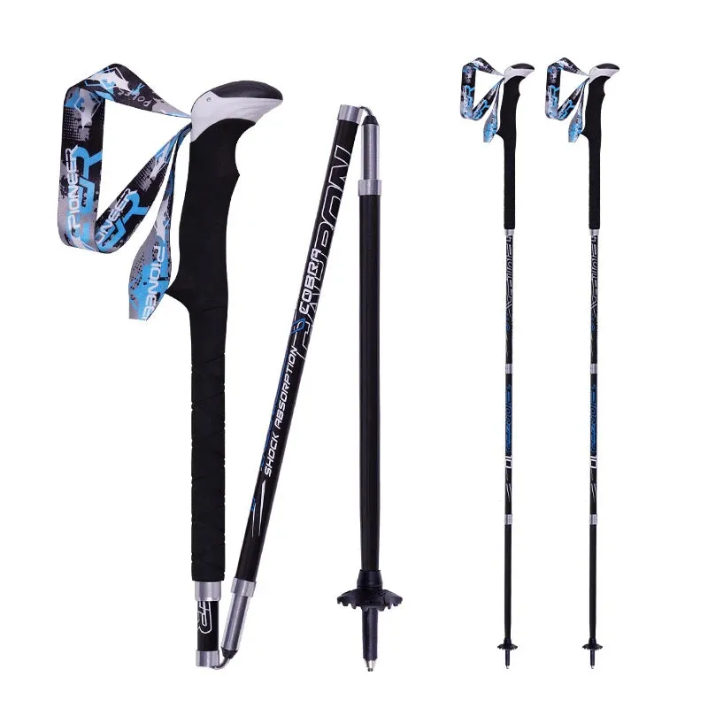 2 Pack Portable Collapsible Carbon Fiber Trekking Pole 1 Pair