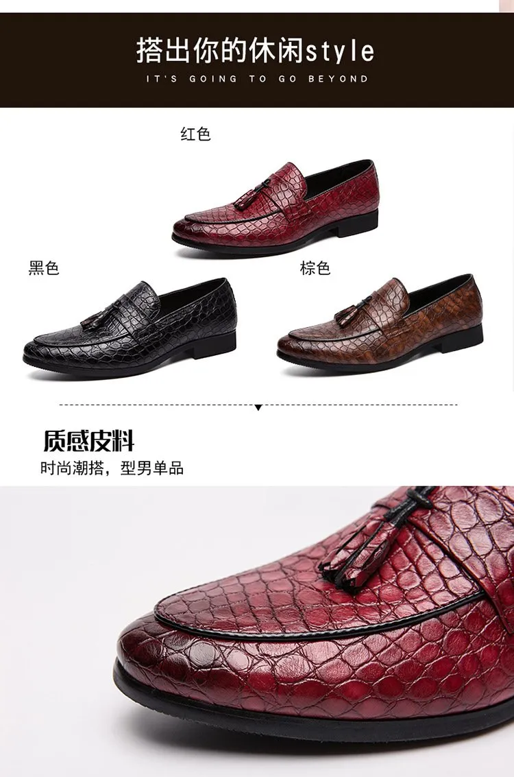 2019 new spring men's British wind foreign trade large size pointed shoes pattern casual trend breathable men's shoes