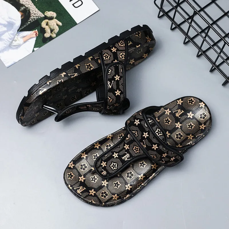 2024 European and American station slippers flip-flops summer outdoor wear home indoor household trendy male drag