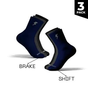 3 Pack - Brake/Shift - Moto Socks (Black/Grey/Navy)