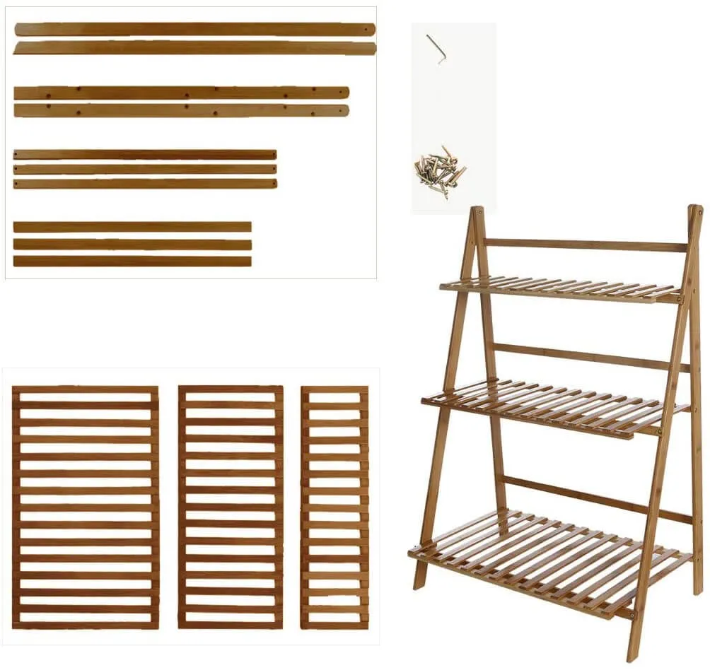 3 Tier Foldable Bamboo Deco Plant Rack