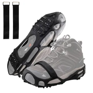 AGOOL Ice Cleats Snow Traction Cleats Crampon for Walking on Snow and Ice Non-Slip Overshoe Rubber Anti Slip Crampons Slip-on Stretch Footwear 24 Steel with Velcro Strap Medium(5.5-7 men/7-8.5 women)