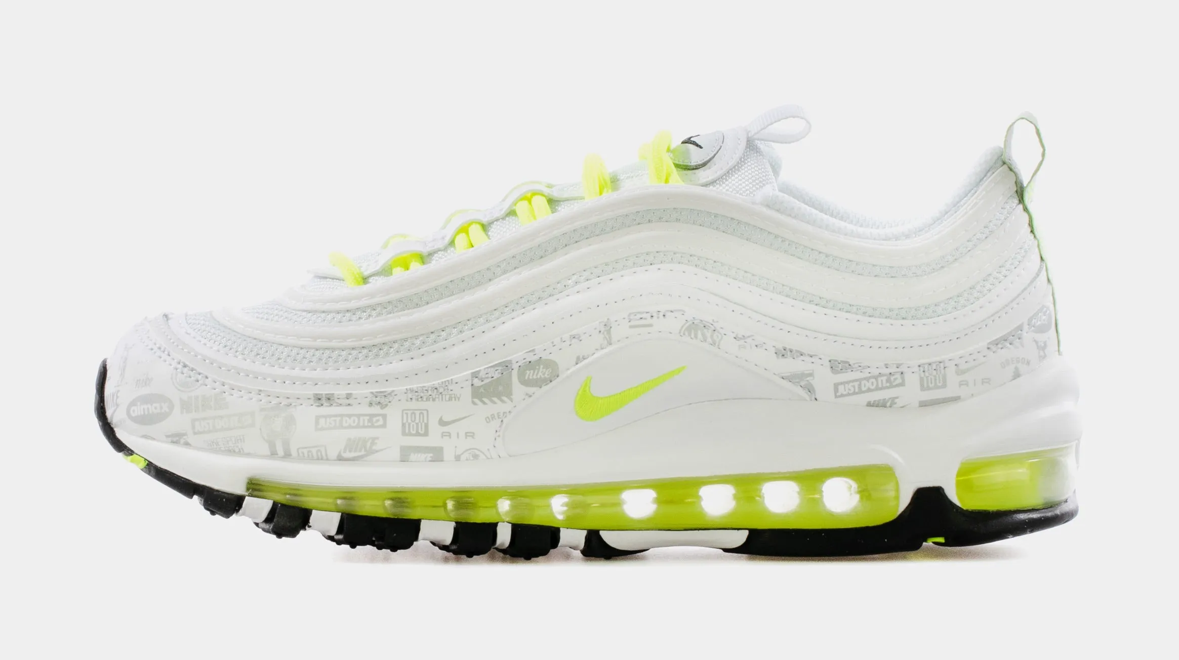 Air Max 97 Grade School Lifestyle Shoe (White/Volt Green) Free Shipping