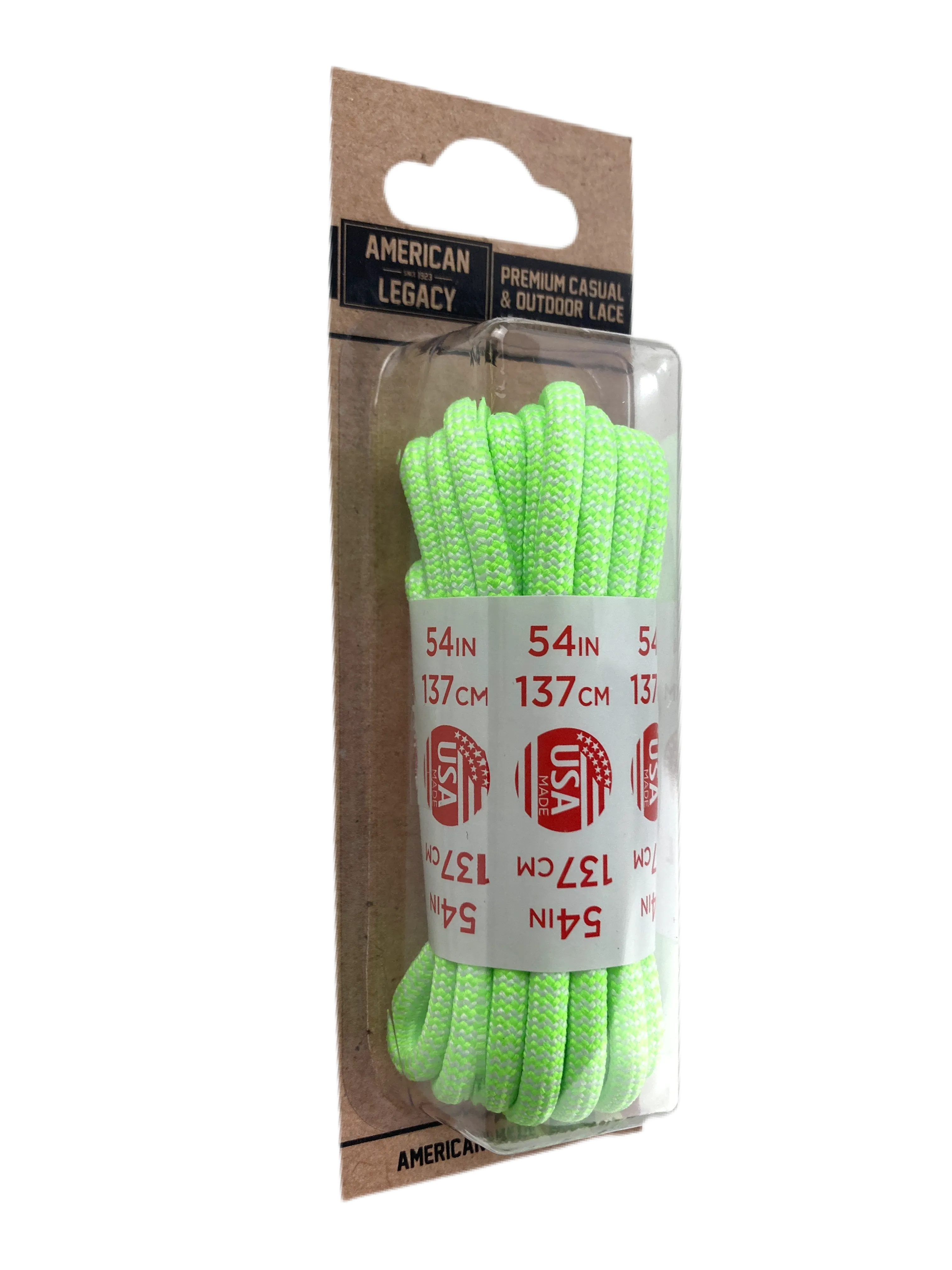 American Legacy ® Premium Rope Laces | Neon Green/White Herringbone