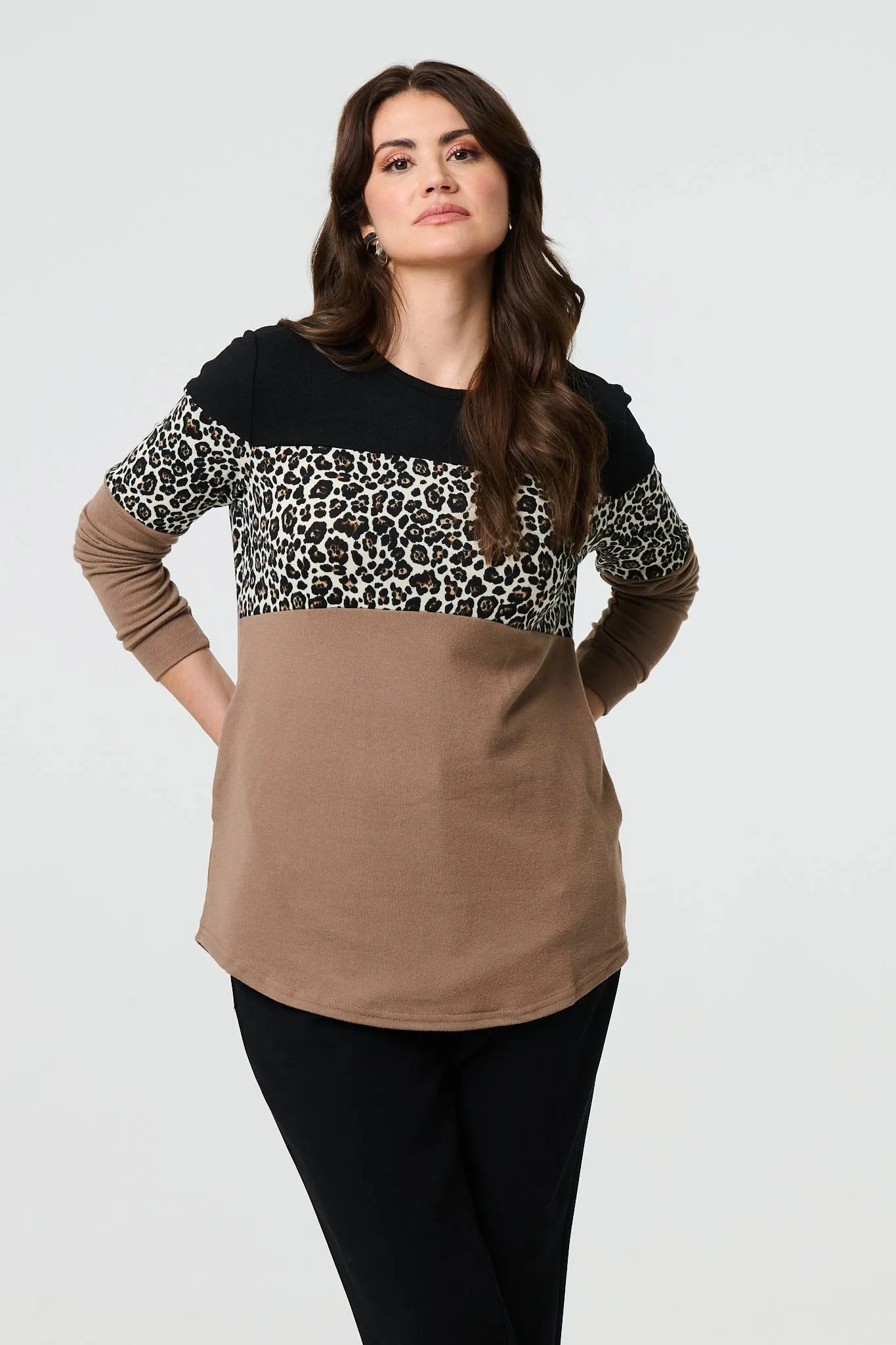 Animal Print Striped Top