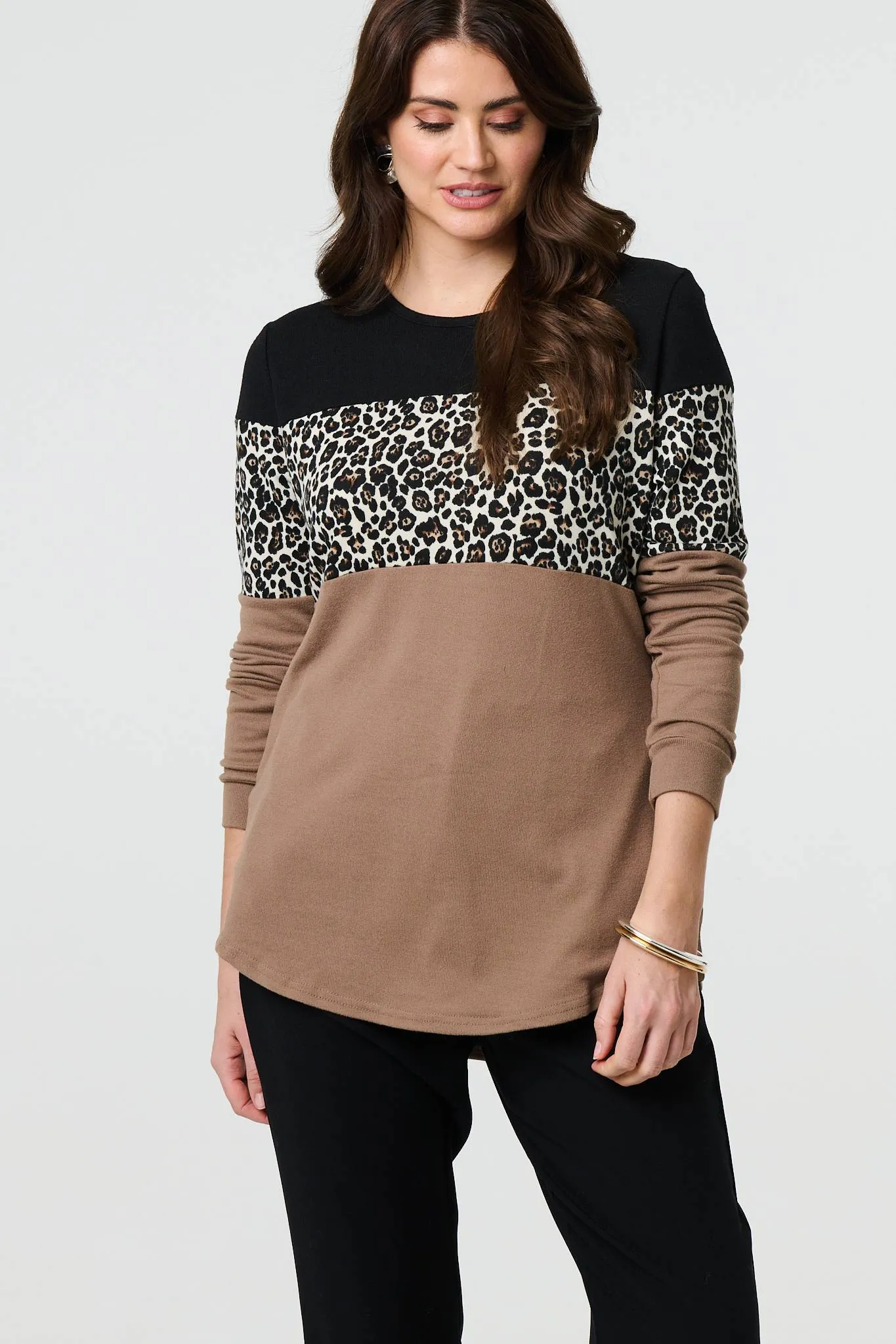 Animal Print Striped Top