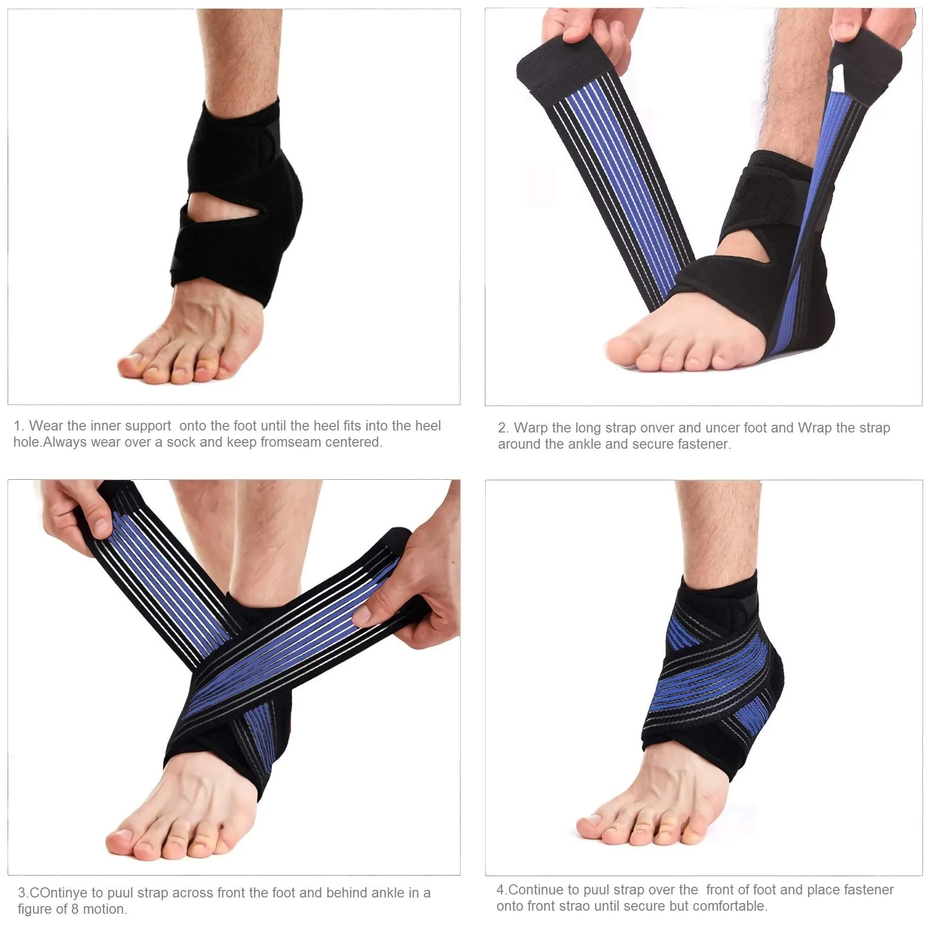 Ankle Brace Support for Men and Women, Adjustable Compression Ankle Protection Wrap, Breathable Stabilizer Super Elastic Ankle Supporting for Sprain, Injury Recovery, Plantar Fasciitis , One Size Fits Most (1 pcs)