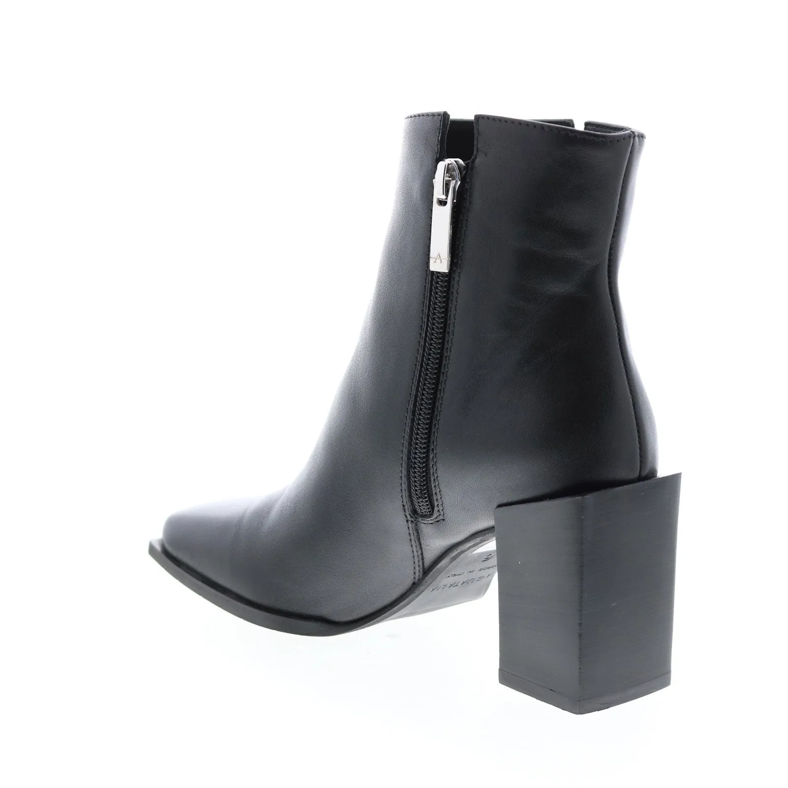 Aquatalia Emilee Calf Womens Black Leather Zipper Ankle & Booties Boots