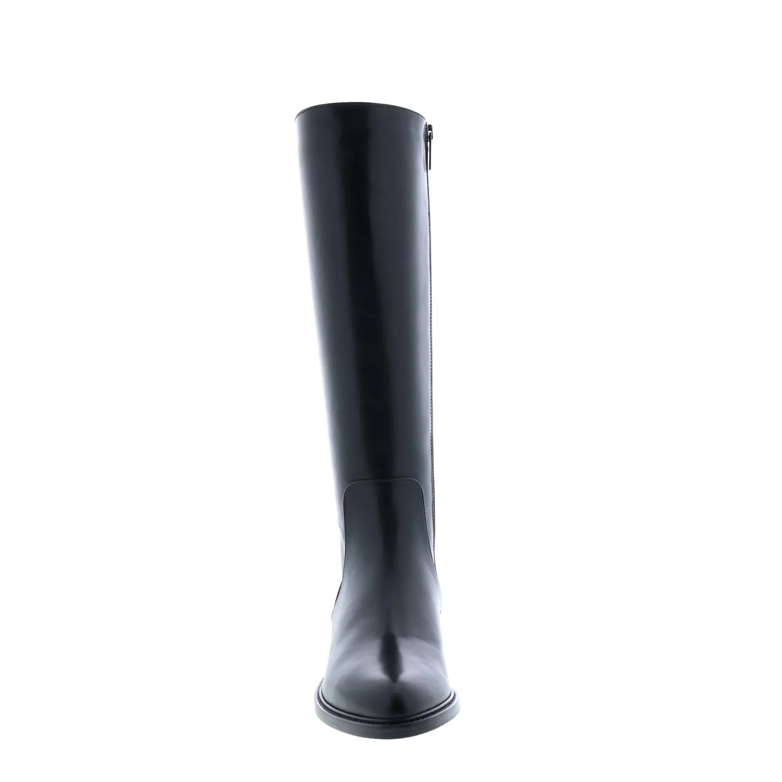 Aquatalia Geneva Calf Elastic 34L0693-BLK Womens Black Leather Zipper Knee High Boots