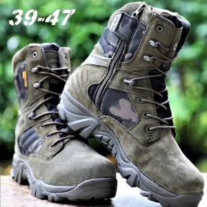 Army Male Commando Combat Desert Winter Outdoor Hiking Boots Landing Tactical Military Shoes (Size 36 - 47)