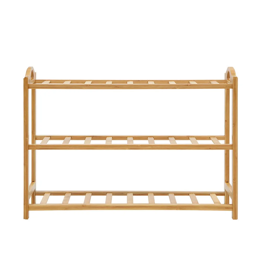 Artiss 3 Tiers Bamboo Shoe Rack Storage Organiser Wooden Shelf Stand Shelves