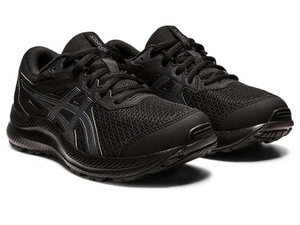 ASICS JUNIOR CONTEND 8 TRIPLE BLACK RUNNING SHOE