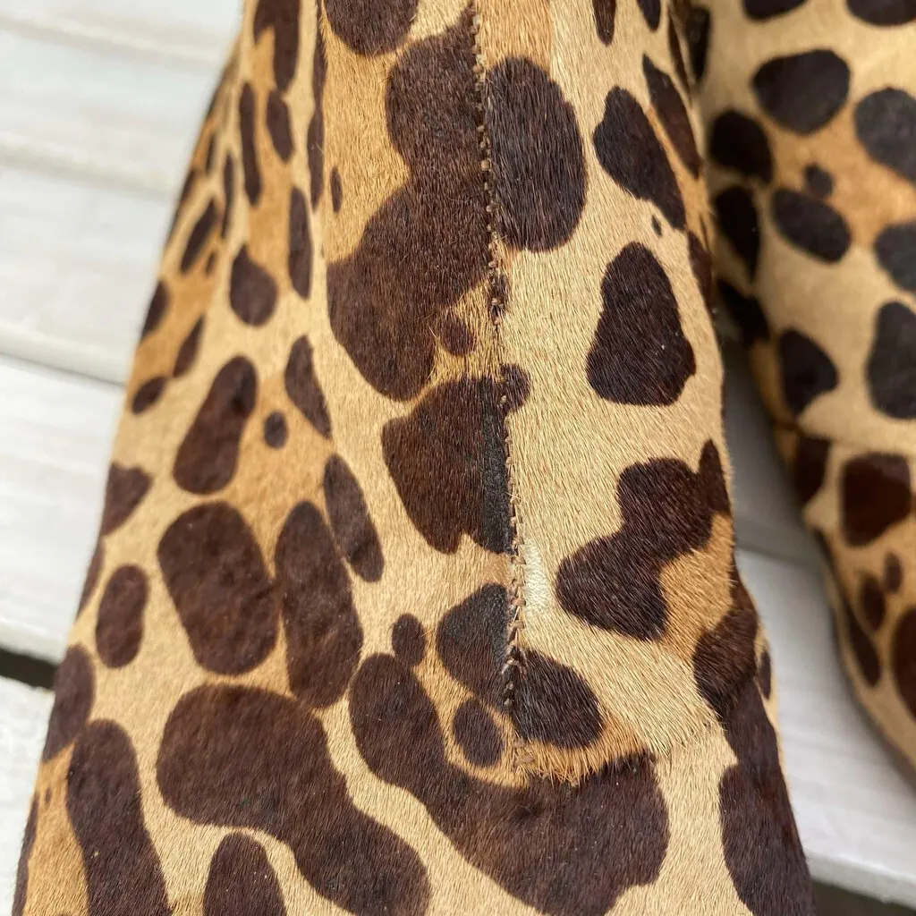 B. Makowsky Leopard Print Calf Hair Ankle Booties - Size 9