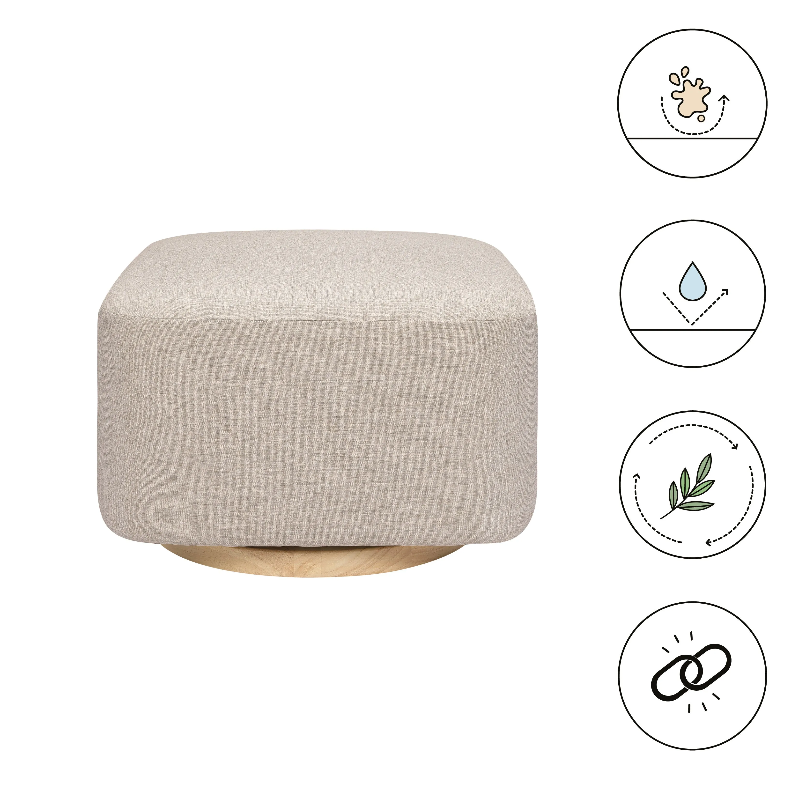 Babyletto Kiwi Gliding Ottoman | Eco-Performance Fabric