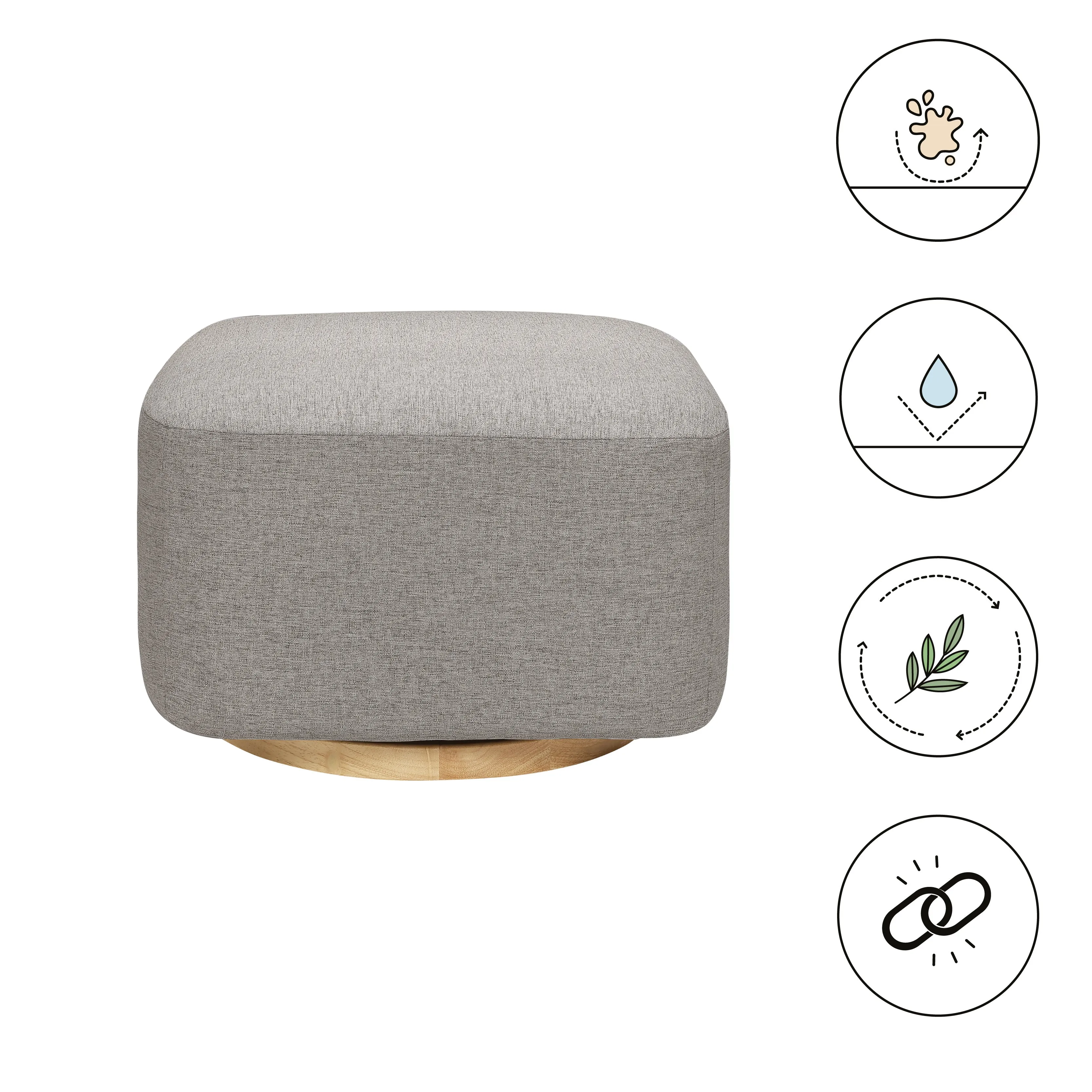 Babyletto Kiwi Gliding Ottoman | Eco-Performance Fabric