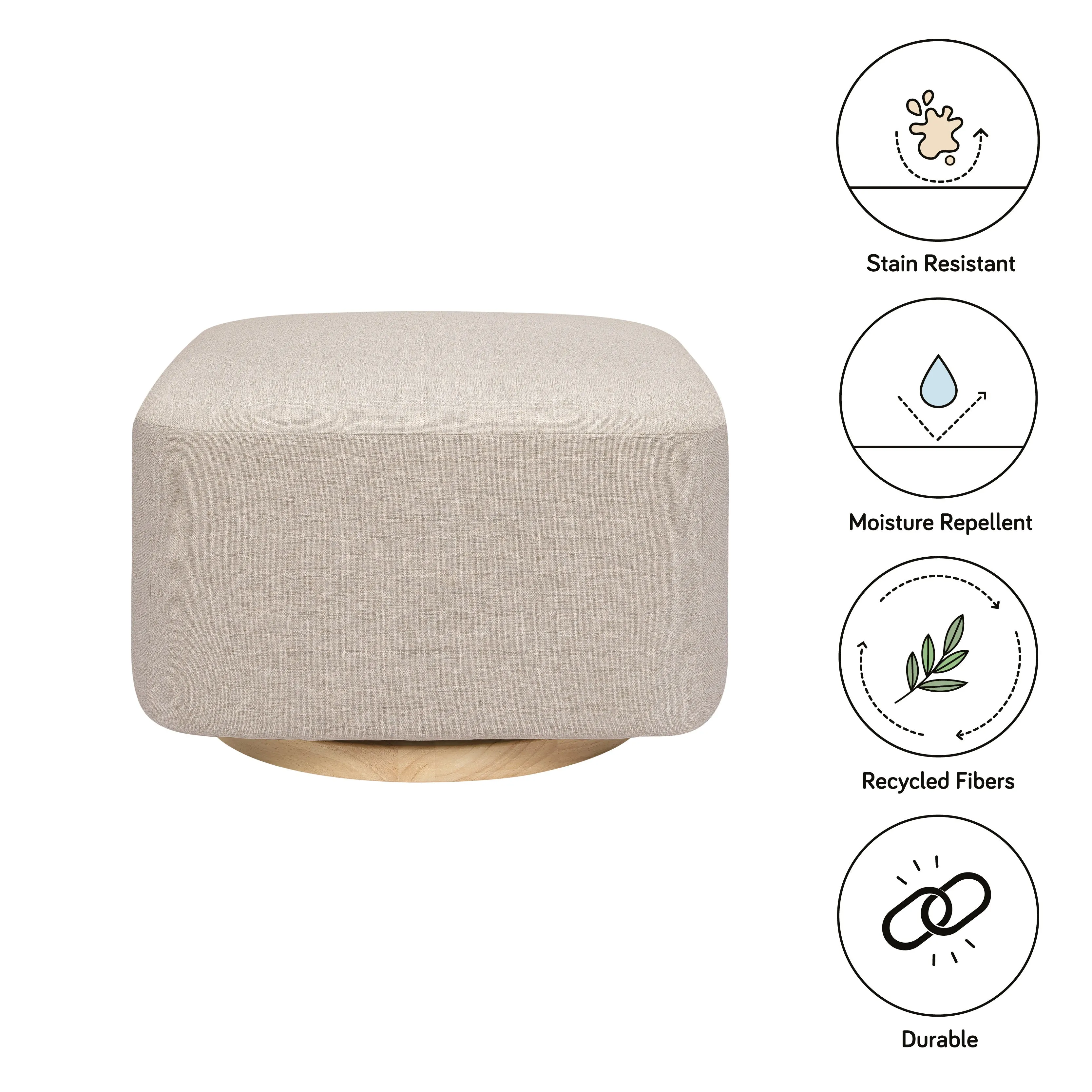 Babyletto Kiwi Gliding Ottoman | Eco-Performance Fabric