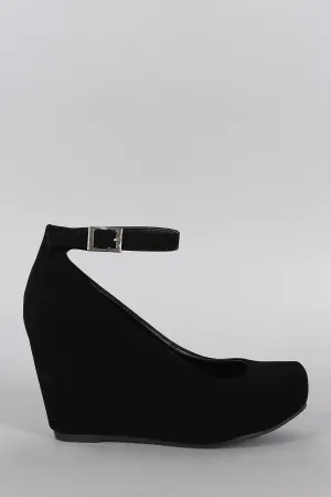 Bamboo Nubuck Ankle Strap Hidden Platform Wedge