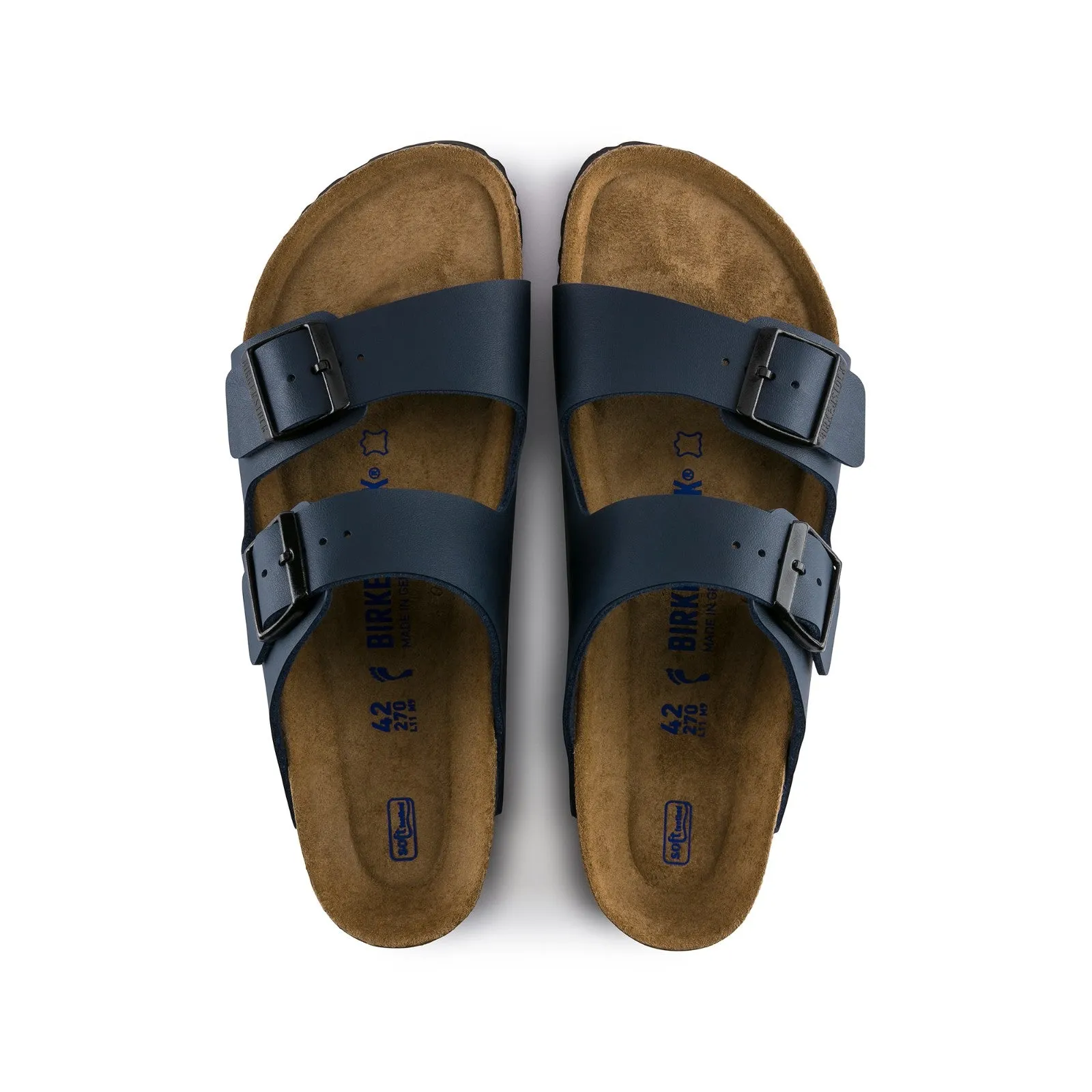 Birkenstock Arizona Soft Footbed Birko-Flor (Blue) Men's Sandals 51061