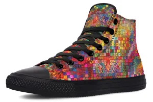 Blottered Grid High Top Shoes