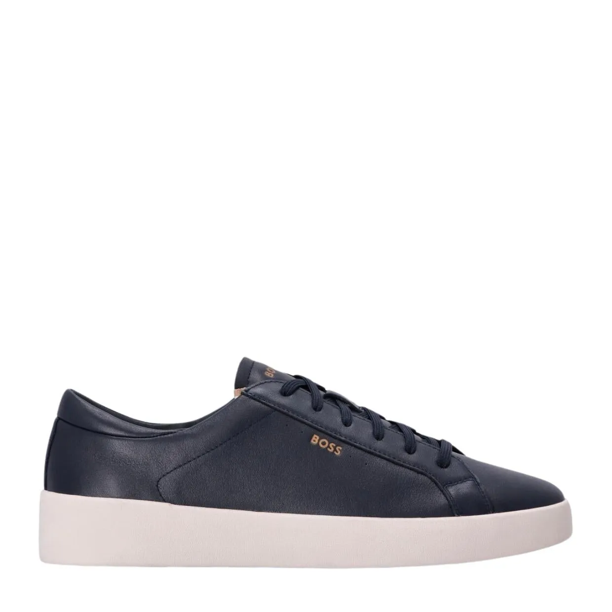 BOSS Contrast Logo Belwar Smooth Leather Navy Trainers