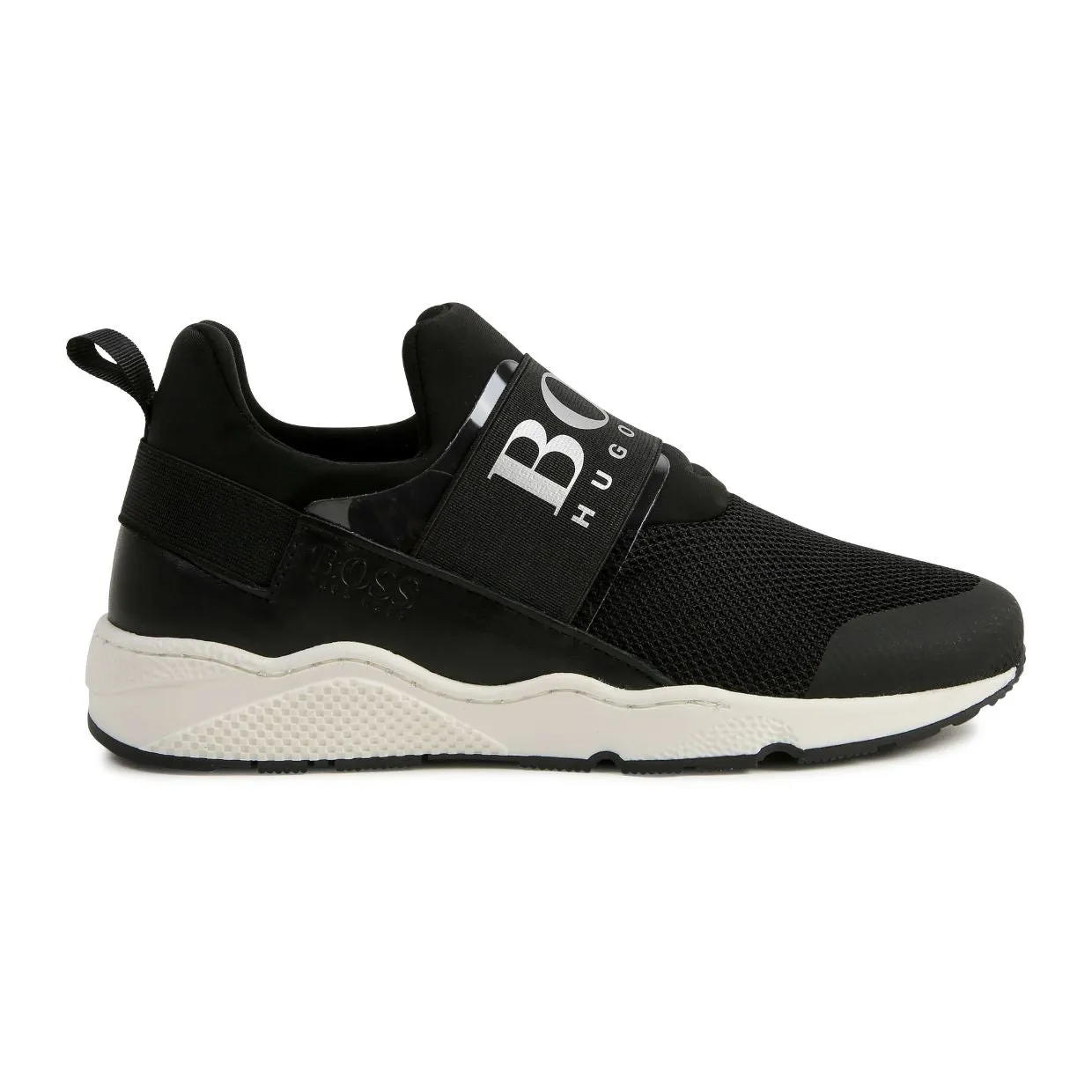 Boss Kids Black Logo Strap Trainers