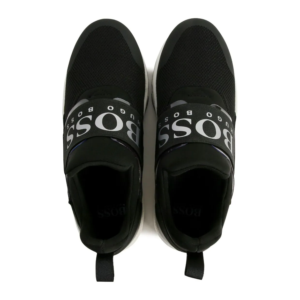 Boss Kids Black Logo Strap Trainers