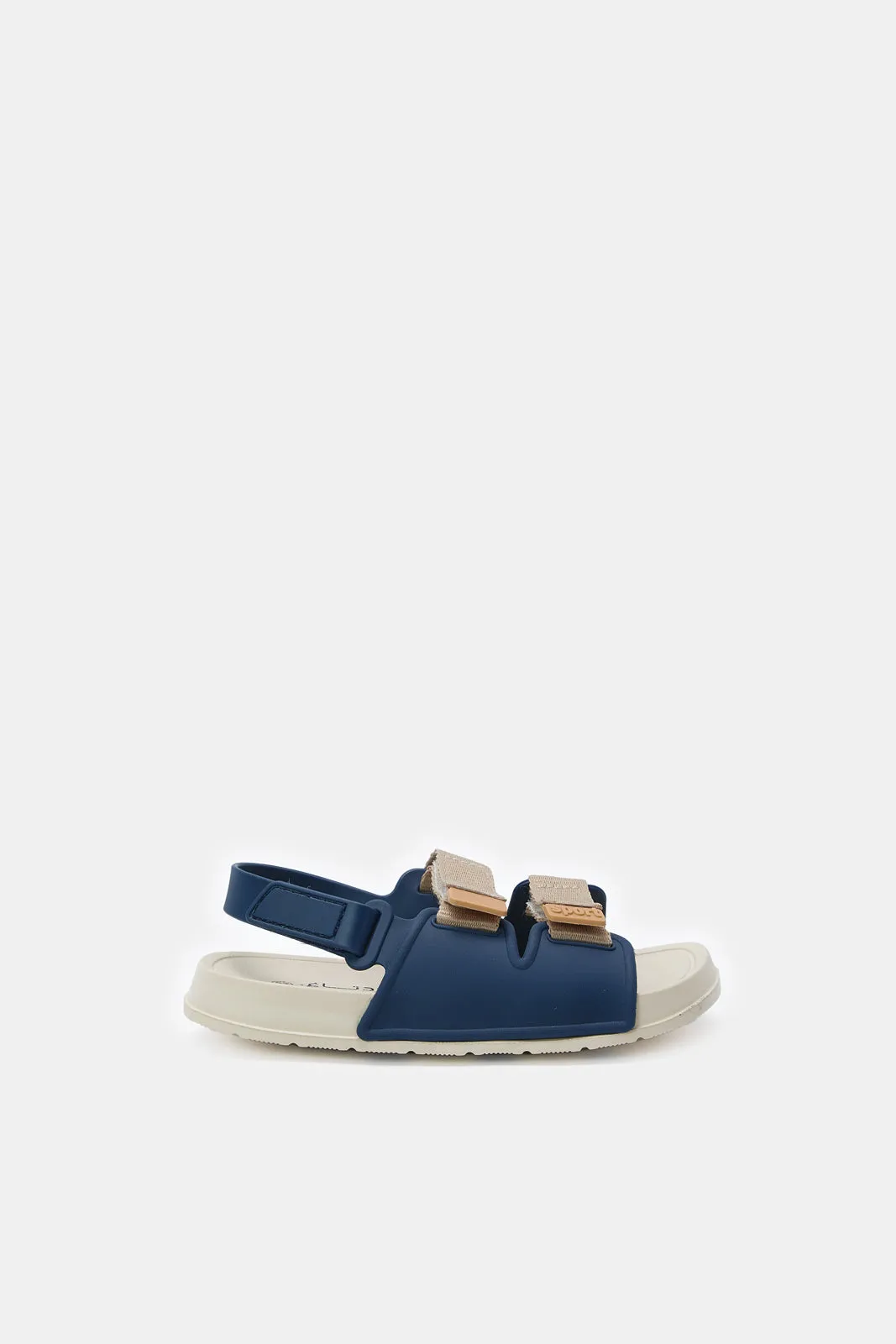 Boys Navy Traditional Sandals With Backstrap