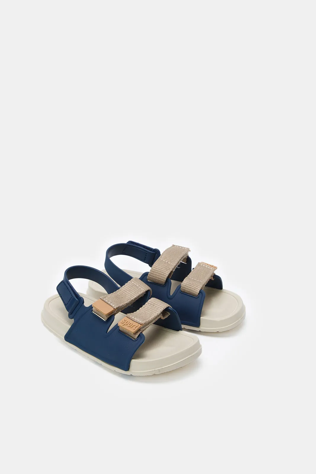 Boys Navy Traditional Sandals With Backstrap