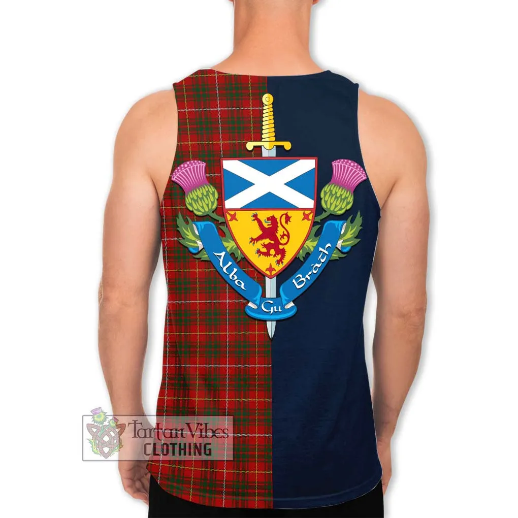 Bruce Tartan Men's Tank Top Alba with Scottish Lion Royal Arm Half Style