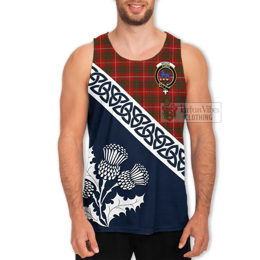 Bruce Tartan Men's Tank Top Featuring Thistle and Scotland Map