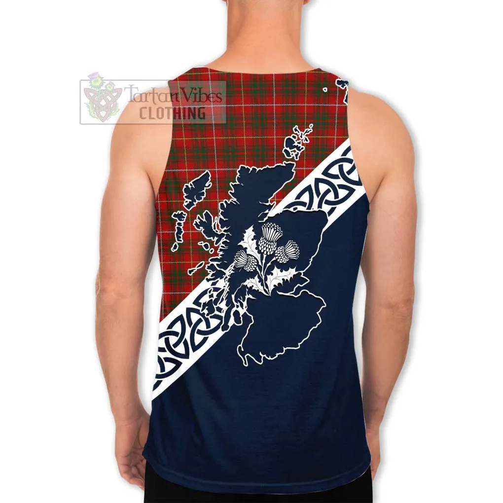 Bruce Tartan Men's Tank Top Featuring Thistle and Scotland Map