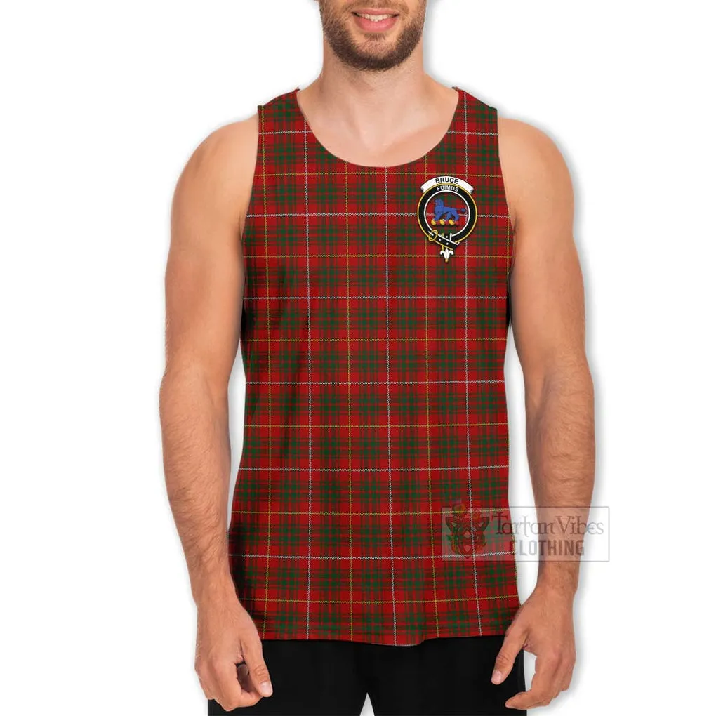 Bruce Tartan Men's Tank Top with Family Crest Celtic Skull Style