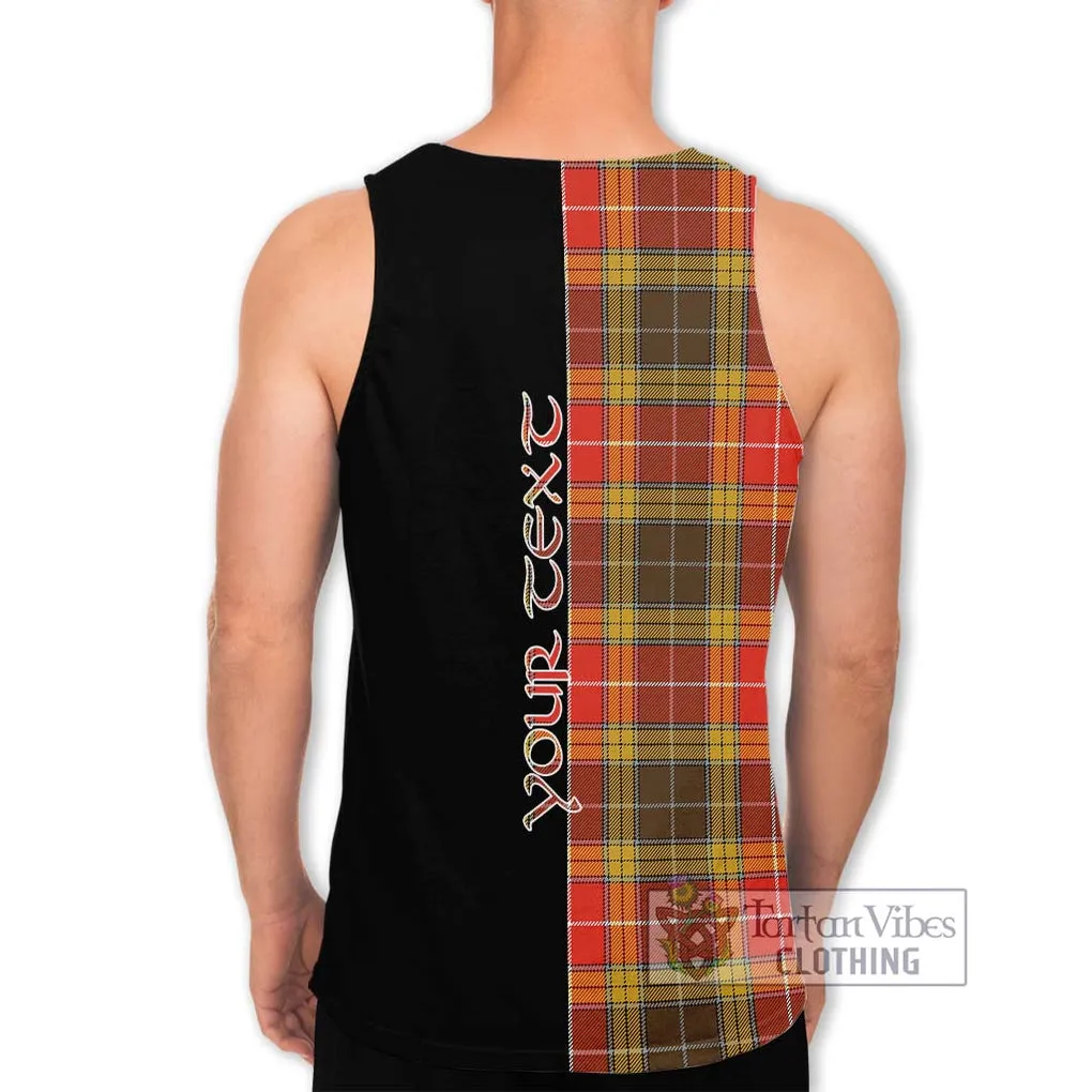 Buchanan Old Set Weathered Tartan Men's Tank Top with Family Crest and Half Of Me Style