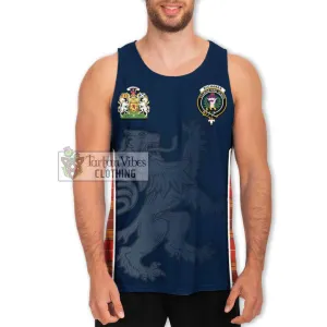 Buchanan Old Set Weathered Tartan Men's Tank Top with Family Crest and Lion Rampant Vibes Sport Style