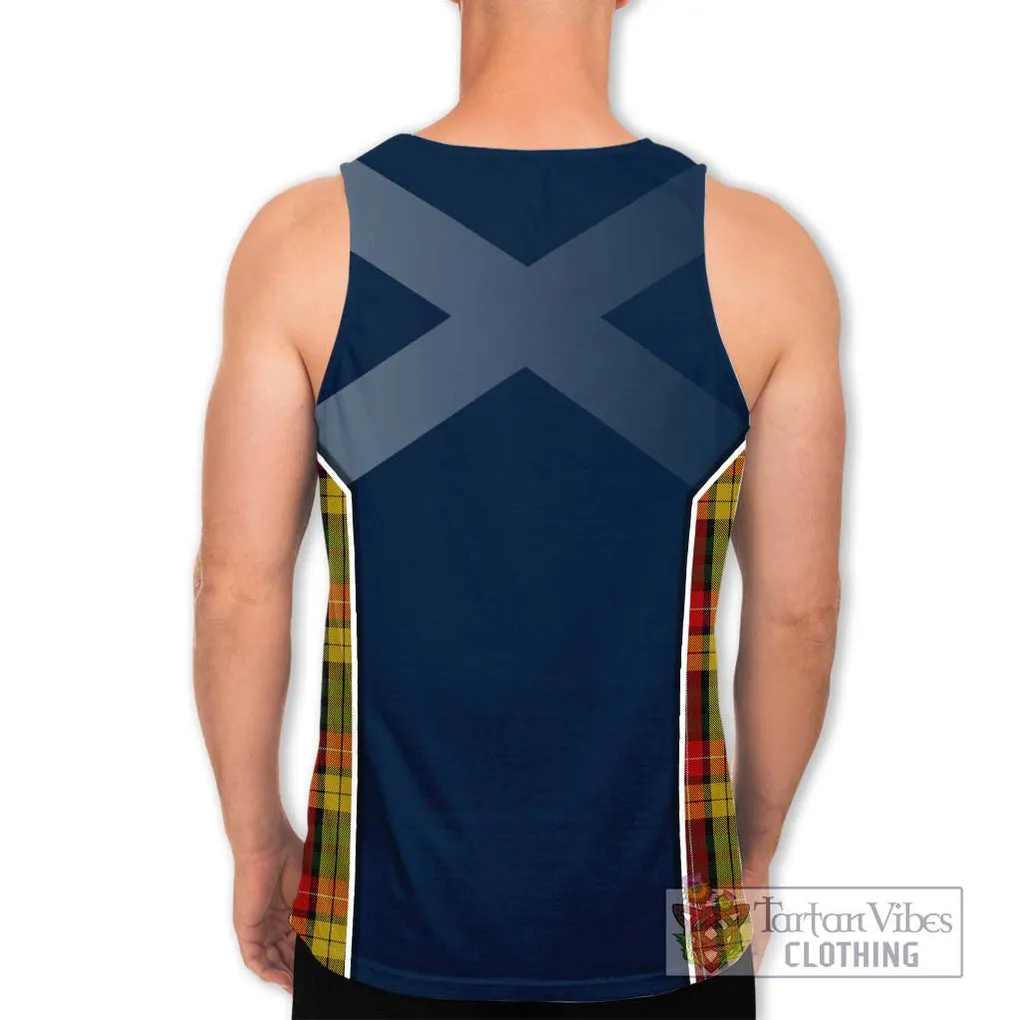 Buchanan Tartan Men's Tank Top with Family Crest and Lion Rampant Vibes Sport Style