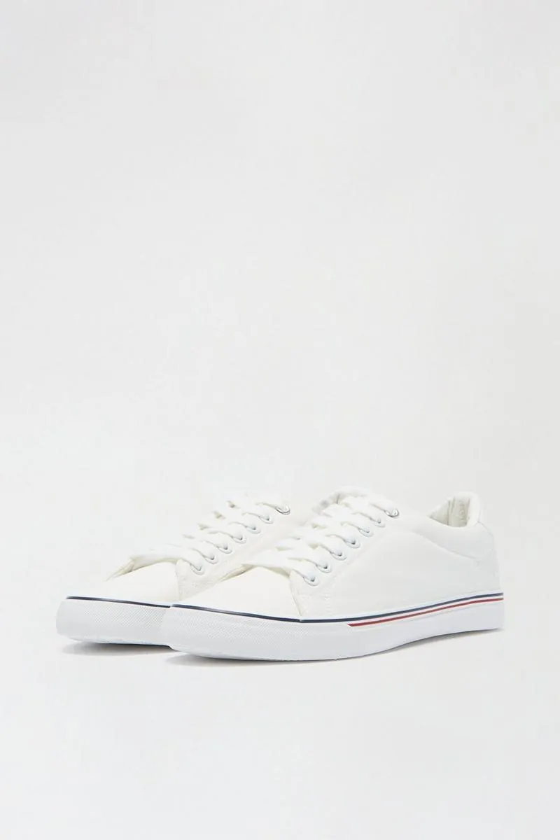 Burton White Eco Canvas Lace-Up Mens Trainers