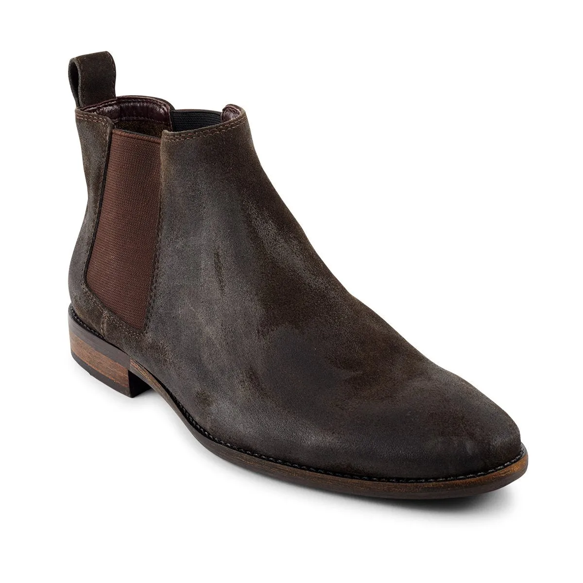 Camden Oiled Leather Nu-Buck Chelsea Boot in Chocolate