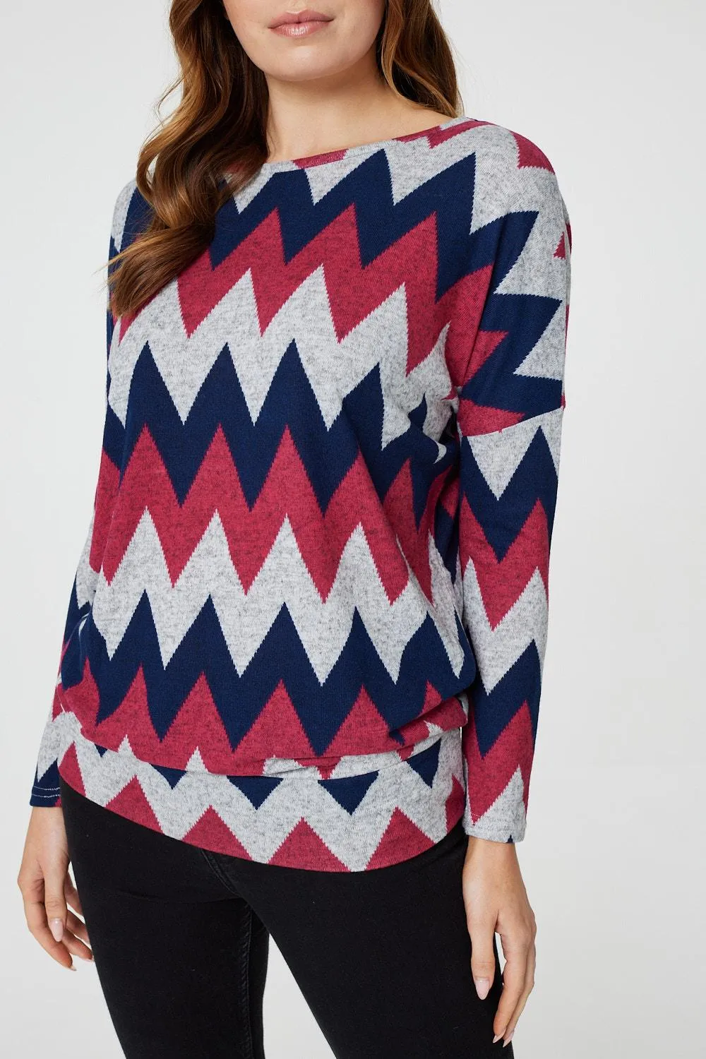 Chevron Print Longline Tunic Top