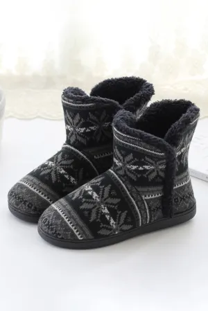 Christmas Winter Home Boots Warm Fluffy Faux Fur Slipper Boots Indoor Outdoor