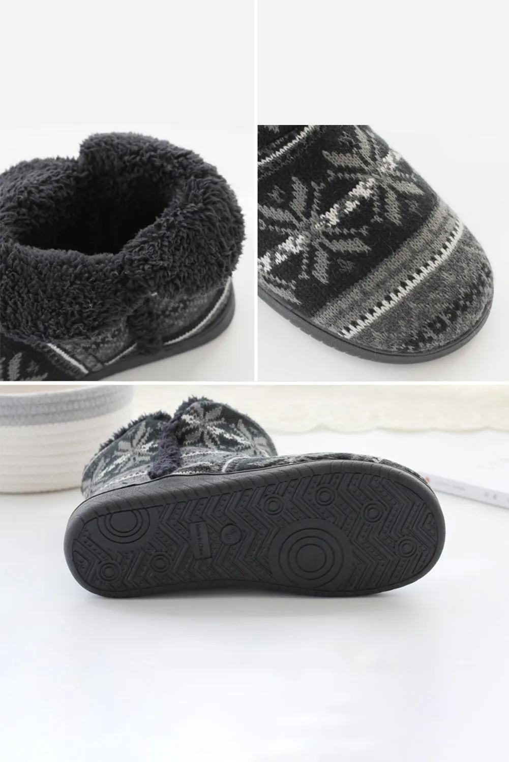 Christmas Winter Home Boots Warm Fluffy Faux Fur Slipper Boots Indoor Outdoor