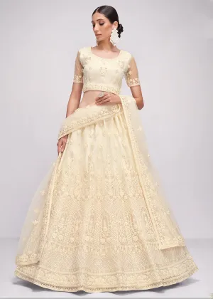 Classic Off White Cording Designer Wedding Bridal Lehenga Choli