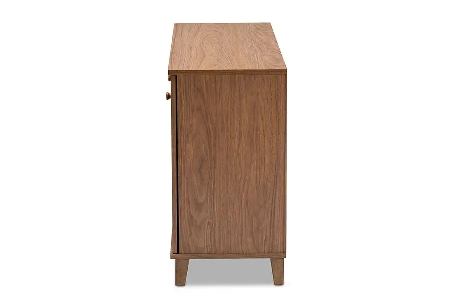 Clevedon Walnut Finished 3-Door, 8-Shelf Wood Shoe Storage Cabinet