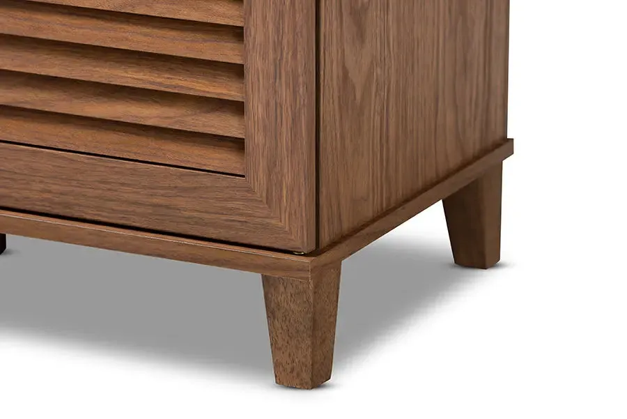 Clevedon Walnut Finished 3-Door, 8-Shelf Wood Shoe Storage Cabinet