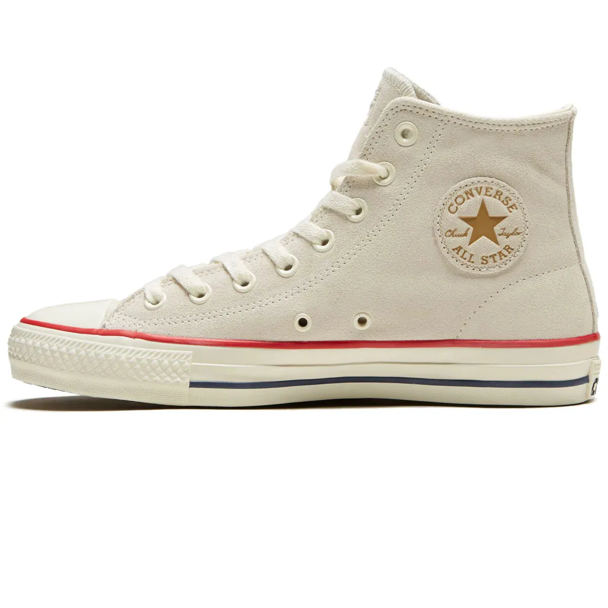 Converse CTAS Pro Hi Suede Egret/Gold/Red