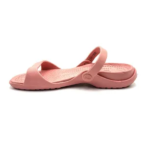 Crocs Cleo Flat Sandals Rubber Pink Colour For Women