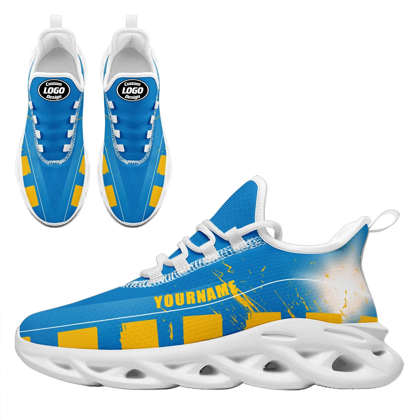 Custom Blue Yellow Los Angeles MaxSoul Shoes and Hat Combo Offer Personalized Combo ZH-D020264-22