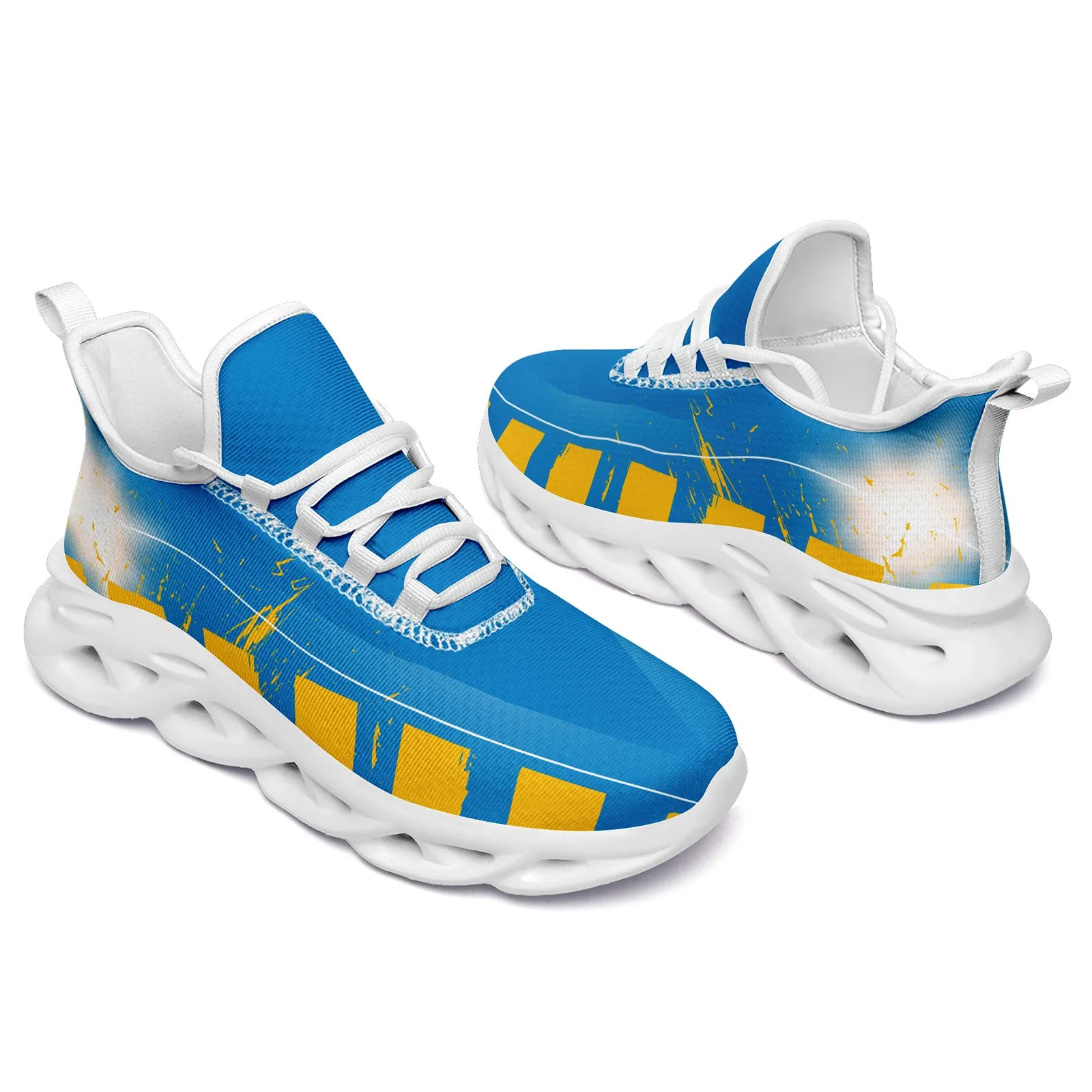 Custom Blue Yellow Los Angeles MaxSoul Shoes and Hat Combo Offer Personalized Combo ZH-D020264-22